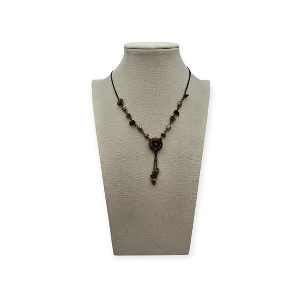 Bronze Floral Pendant Necklace – Boho Witchy Dark Academia – Vintage Revival - Picture 4 of 8